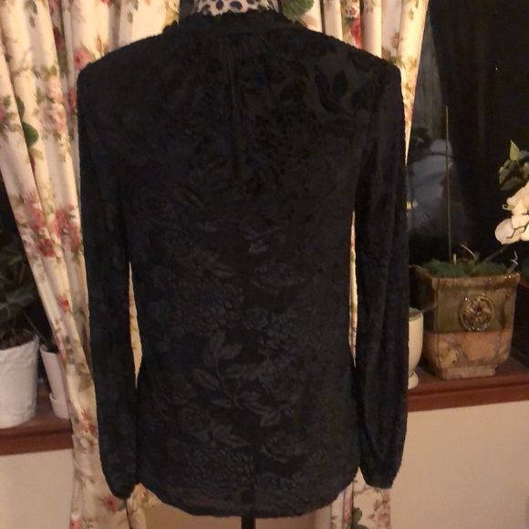 Black Burnout Peasant Style Top - Picture 2 of 9